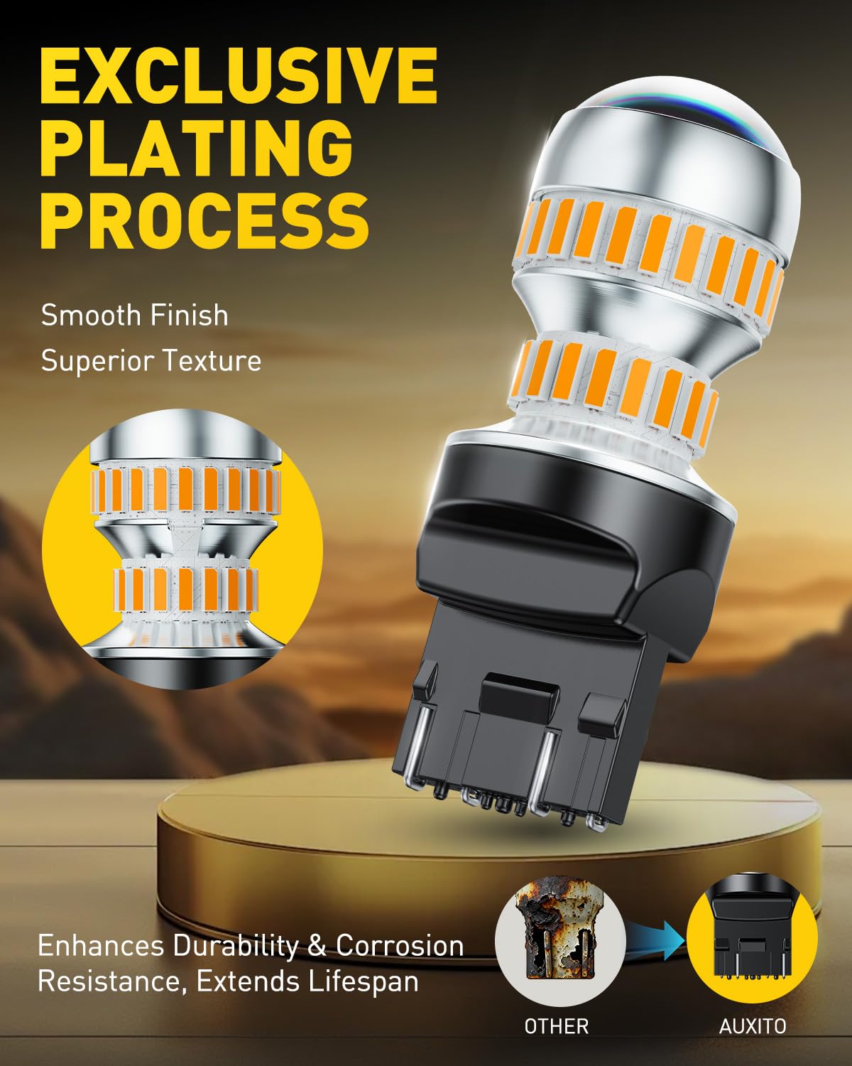 AUXITO bulb installed in a vehicle turn signal increasing visibility