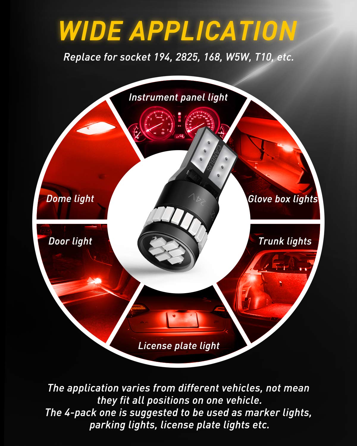 AUXITO installed on license plate providing clear red illumination and visibility