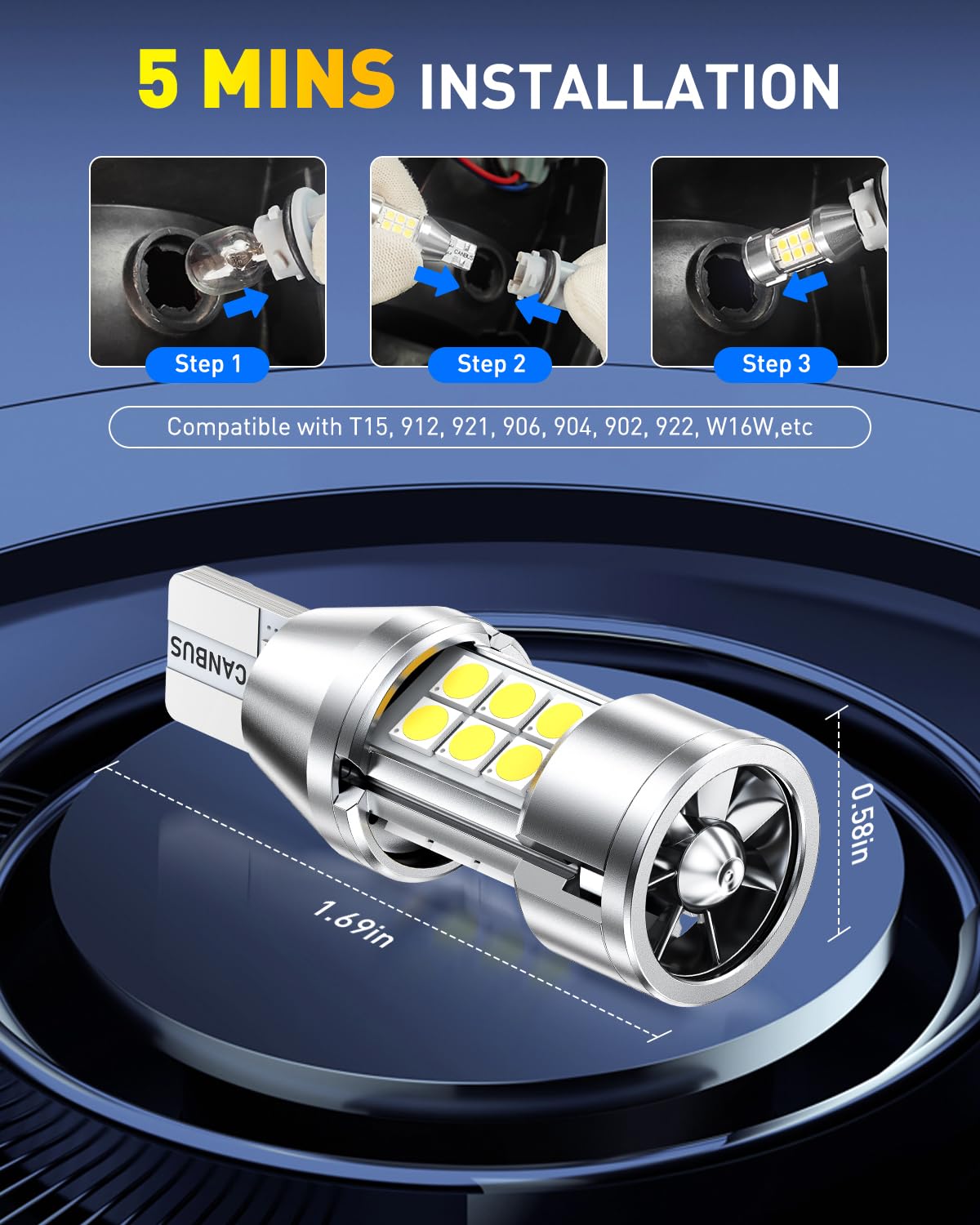 AUXITO bulb label and gold-plated plugs for reliable contact