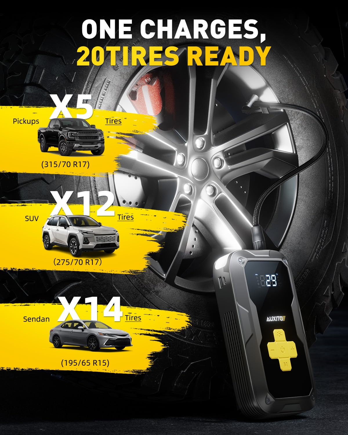 AUXITO 400LM LED strip emergency light active, improves visibility and signaling
