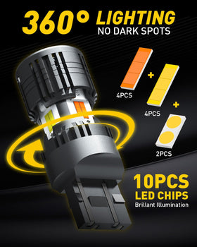 AUXITO bulbs on vehicle at night in traffic, enhances signaling and safety presence