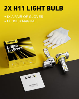 AUXITO cool white beam lighting a road at night showing improved road visibility