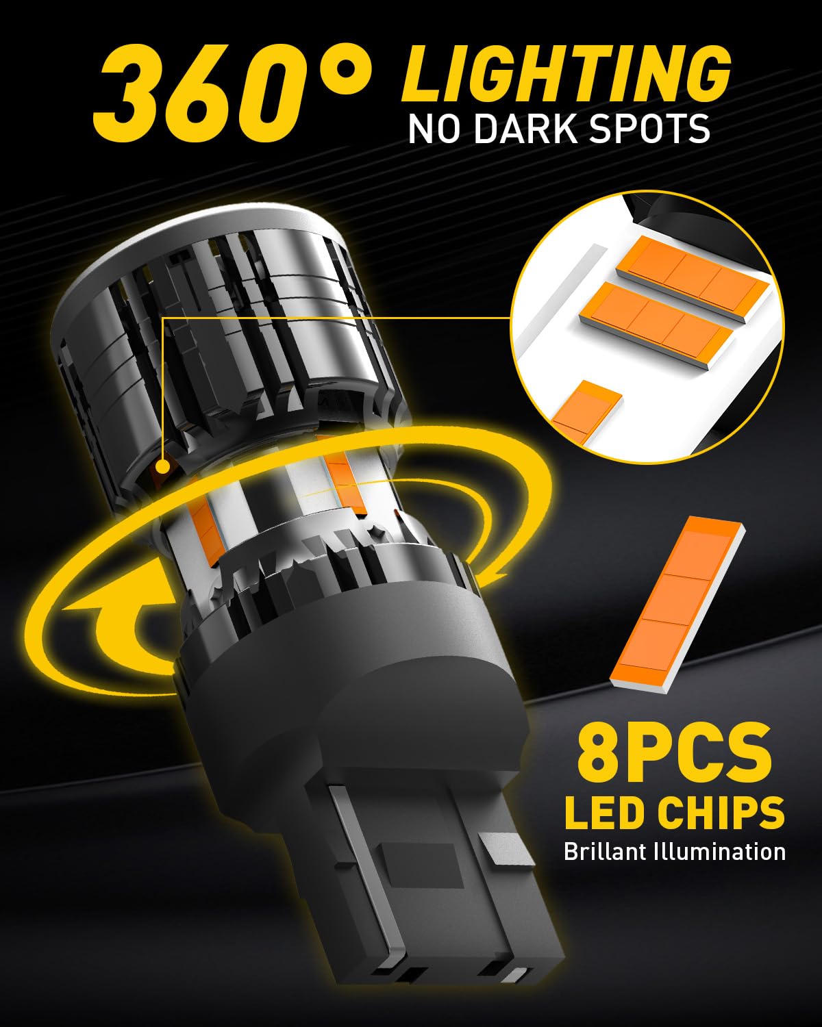 AUXITO nighttime road shot showing improved amber turn signal visibility and safety