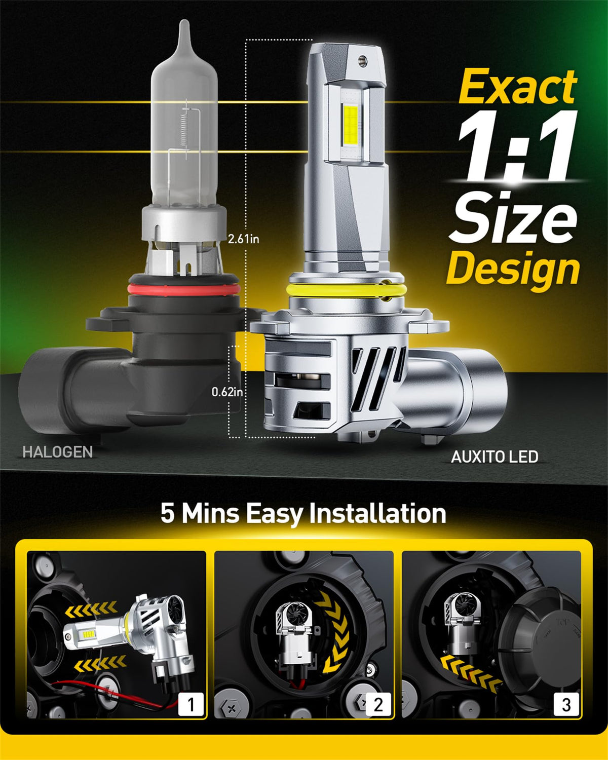 AUXITO pack of four bulbs displayed for complete replacement set