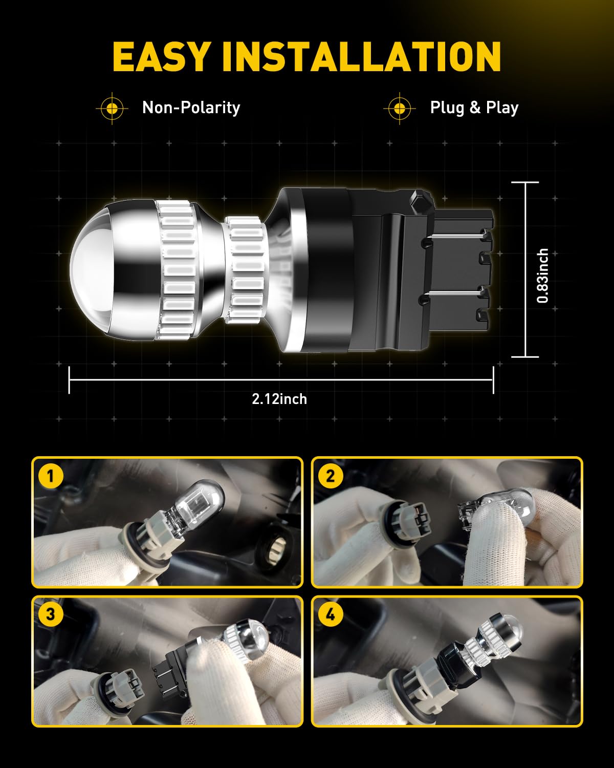 AUXITO pack of two bulbs held in hand ready to replace both sides