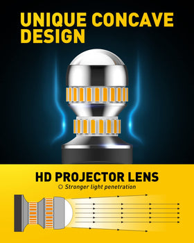 AUXITO beside halogen bulb demonstrating smaller size and efficiency