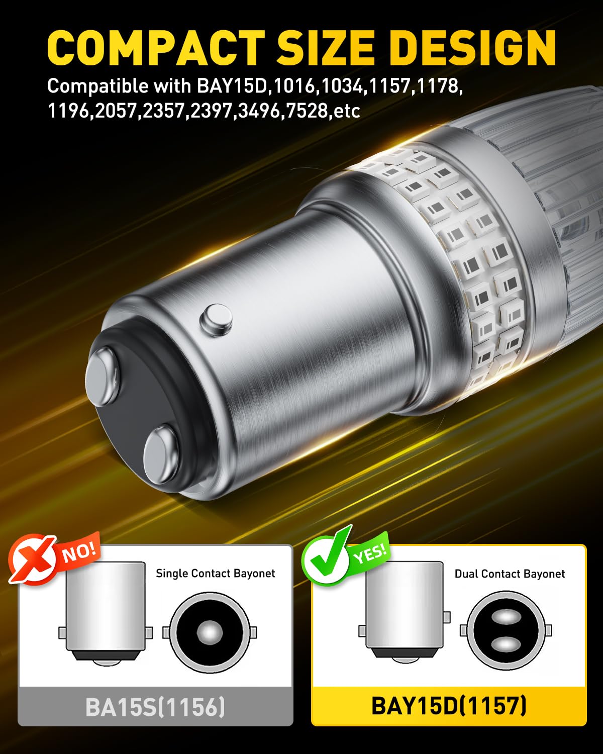 AUXITO bulb next to coin showing compact size and easy plug-and-play replacement