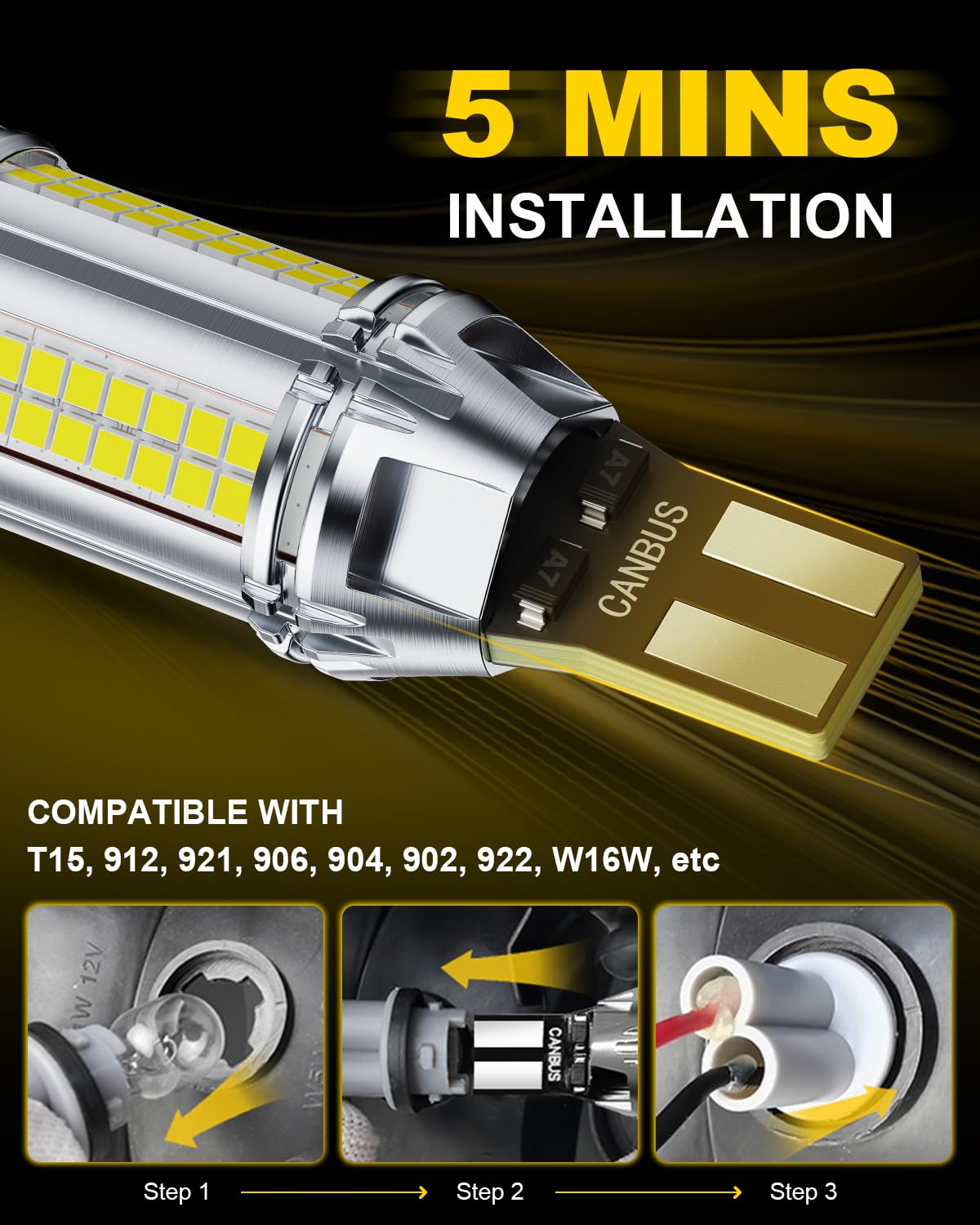 AUXITO beside a halogen bulb showing compact size and immediate upgrade benefit