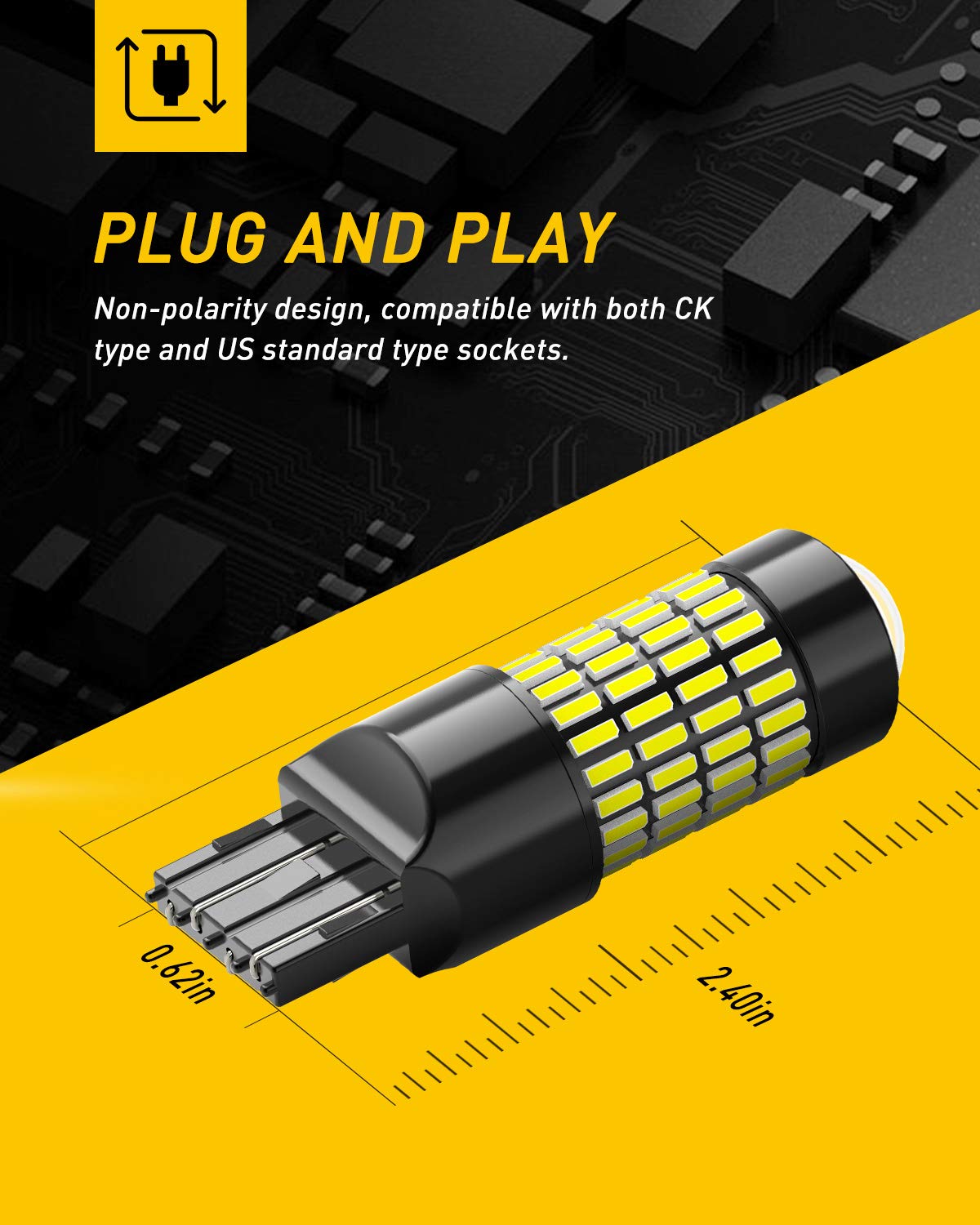 AUXITO bulb connector and spec label aiding correct socket identification