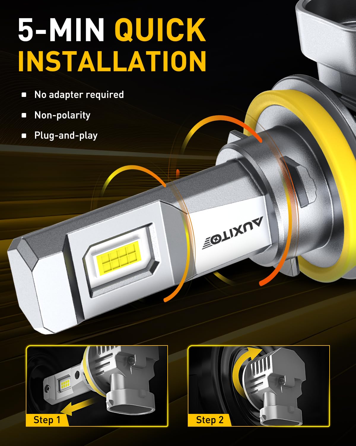 AUXITO bulb with water droplets illustrating IP68 waterproof protection
