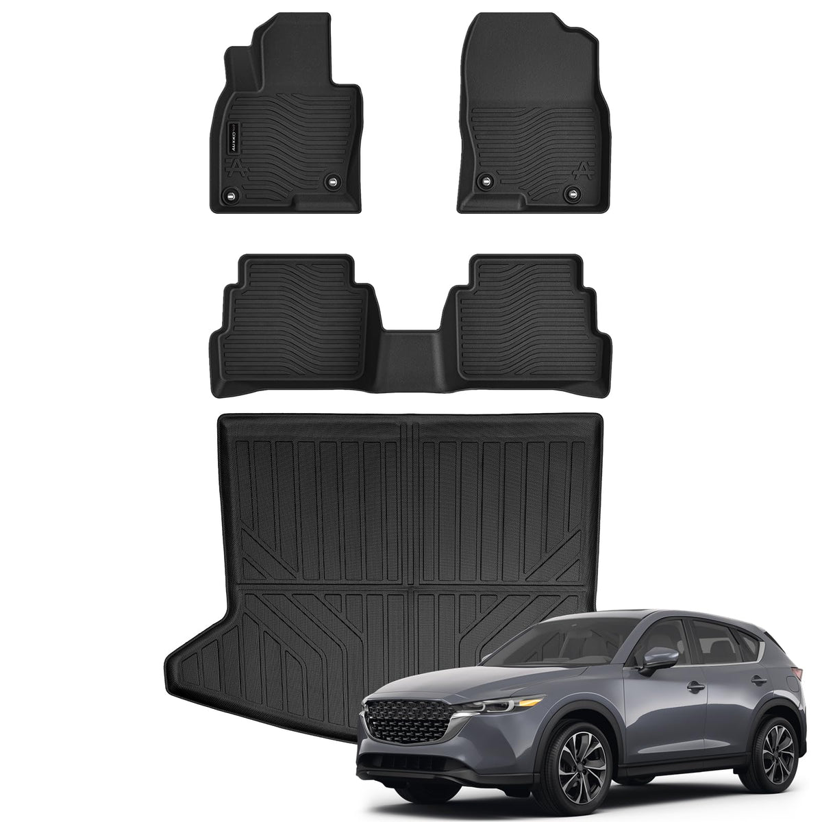 AUXKO front driver mat showing precise fit and carpet protection