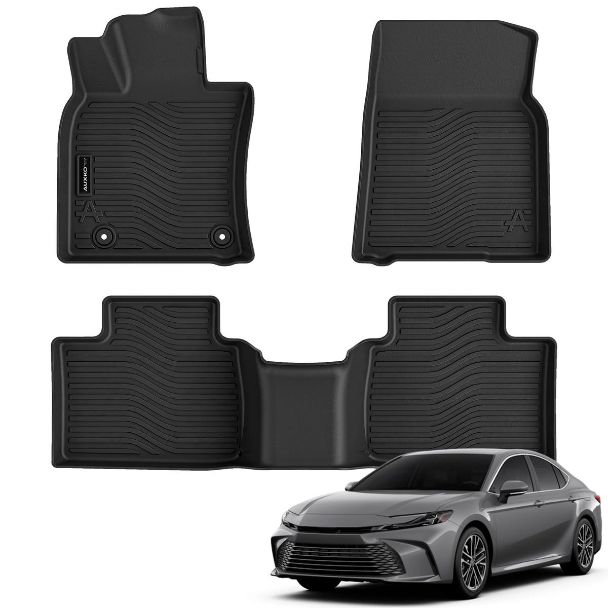 AUXKO front mats installed in Camry showing full coverage and clean look