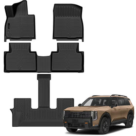 AUXKO front row mat in Kia Telluride demonstrating precise fit and coverage