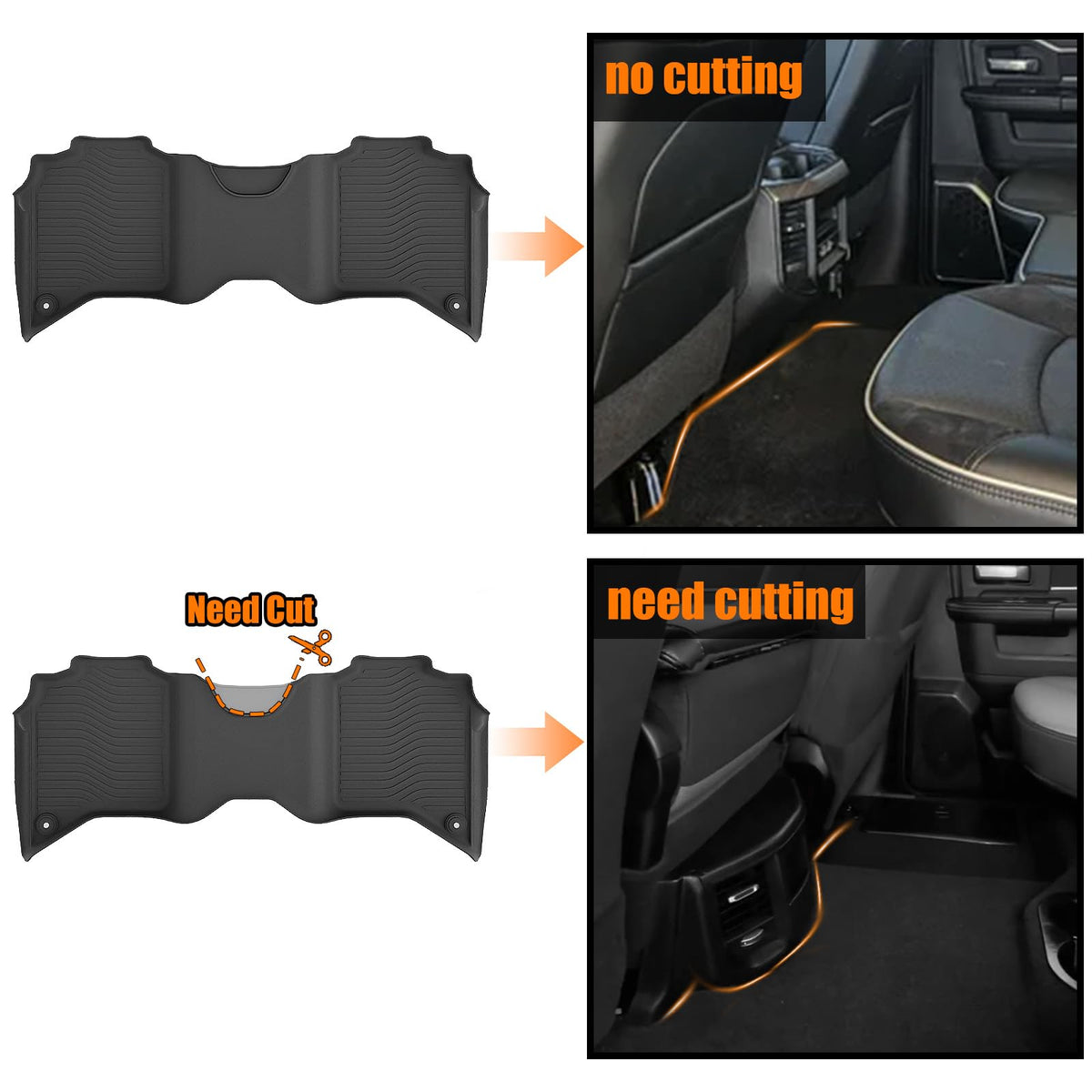 AUXKO installed driver side in Ram showing secure, non-slip benefit