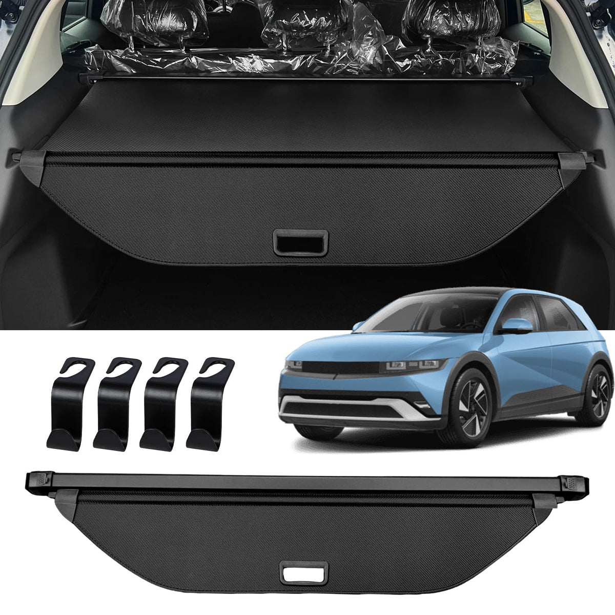 AUXKO lifestyle shot in Ioniq 5, shows secure concealed cargo while driving