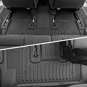 AUXKO mat beside vehicle seat demonstrating scale and full coverage