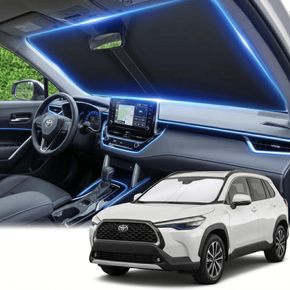 AuyNeas front packaging showing custom fit for Corolla Cross and easy setup benefit