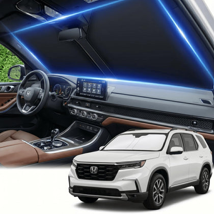 AuyNeas front packaging for Honda Pilot sunshade showing brand and custom fit benefit