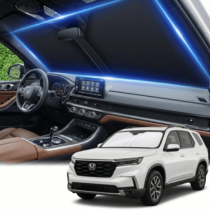 AuyNeas front packaging for Honda Pilot sunshade showing brand and custom fit benefit