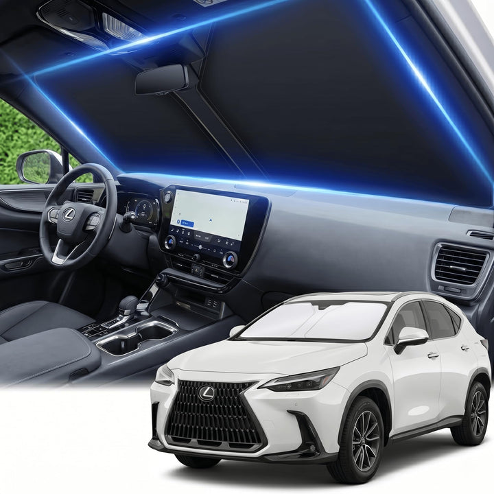 AuyNeas Lexus NX front view showing full windshield coverage and cooling