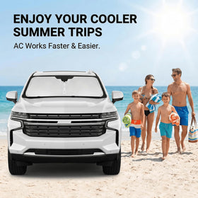 AuyNeas sunshade folded compactly for easy storage and quick retrieval
