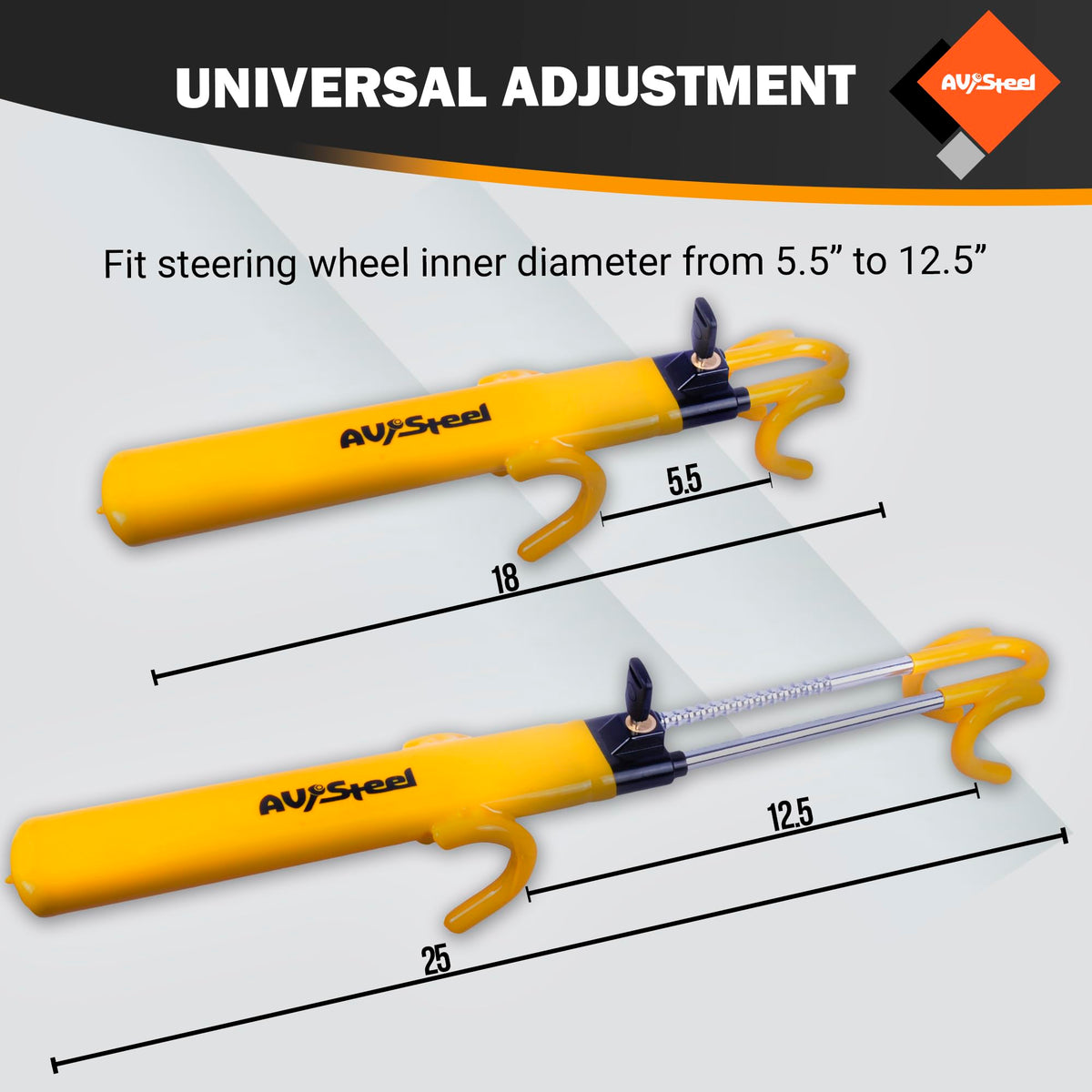 AV Steel close-up of double hook showing four-point grip for increased security