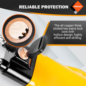 AV Steel installed on steering wheel demonstrating fit and prevents wheel turning