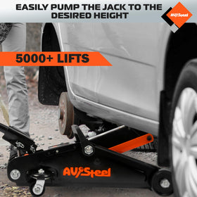 AV Steel lifting height scale showing 5-1/8" to 12" range for versatility