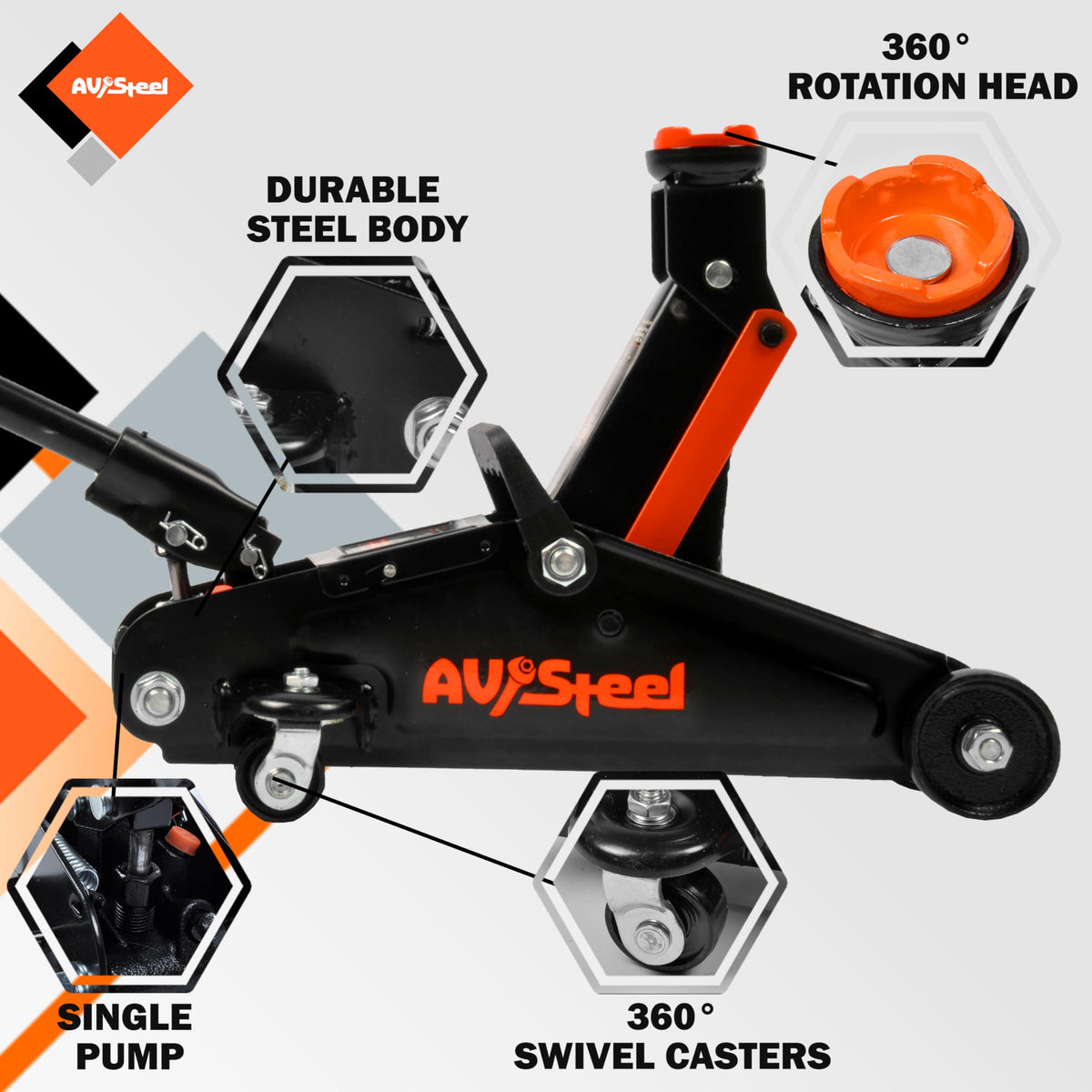 AV Steel open storage case protecting the jack during transport