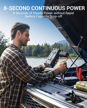 AVAPOW in use on a car engine illustrating quick jump-start benefit