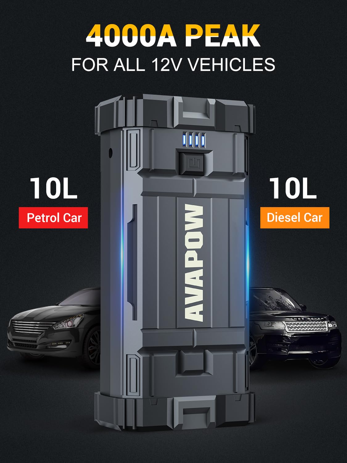 AVAPOW bright LED light in flashlight mode for nighttime roadside use