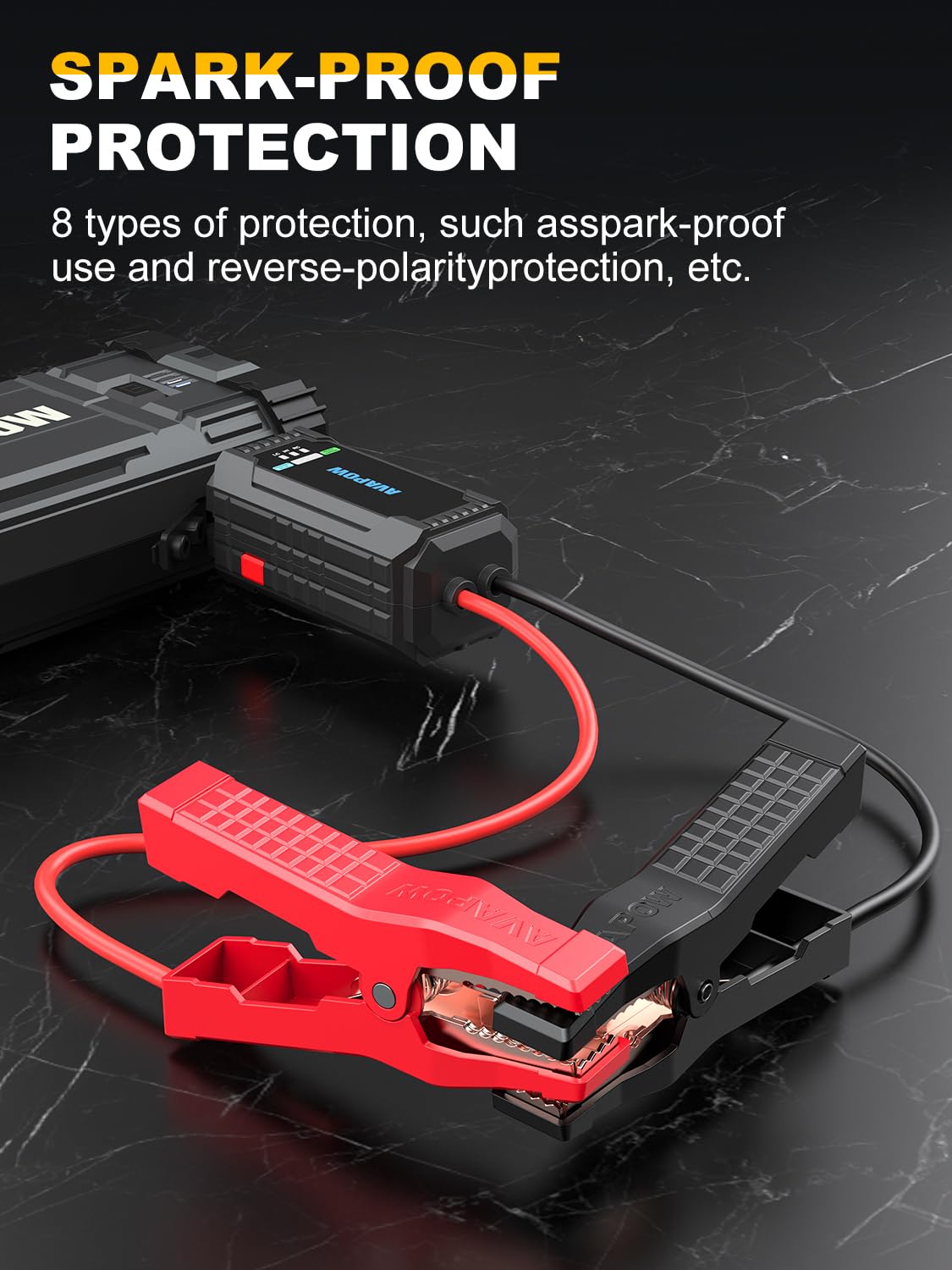 AVAPOW held in hand to show size and easy storage benefit