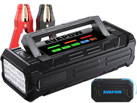AVAPOW TJ68 front view showing compact starter and benefits