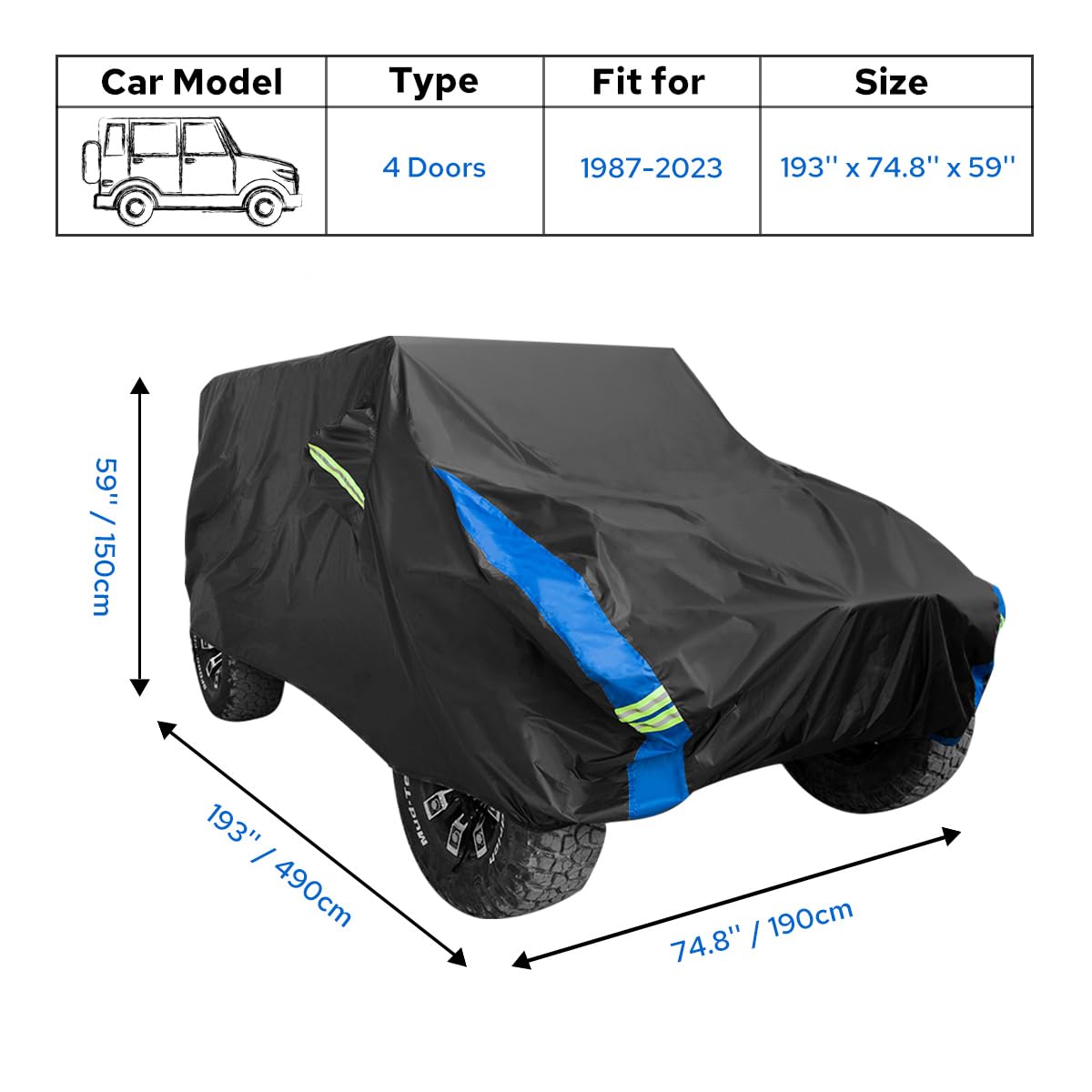 Avecrew side and rear profile on Wrangler illustrating tailored fit and protection