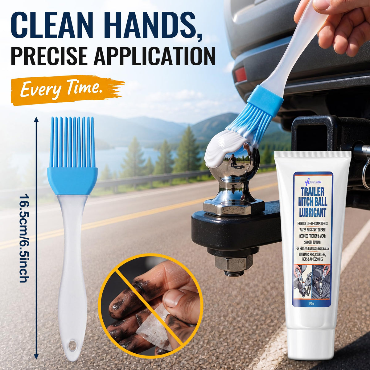 Avenuebool hand applying grease with brush for mess-free even coverage