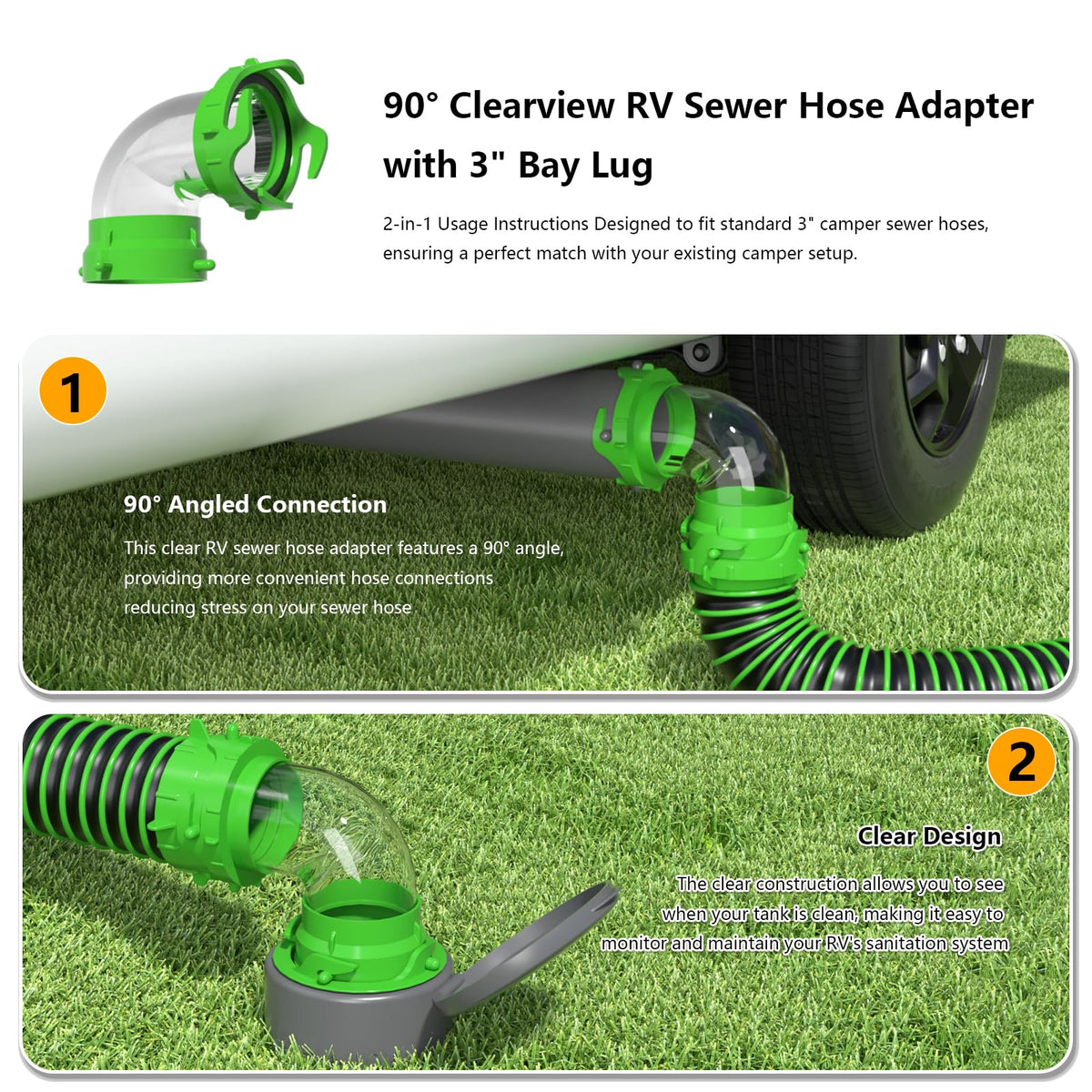 AVERON elbow connected to tote hose demonstrates secure bayonet fit