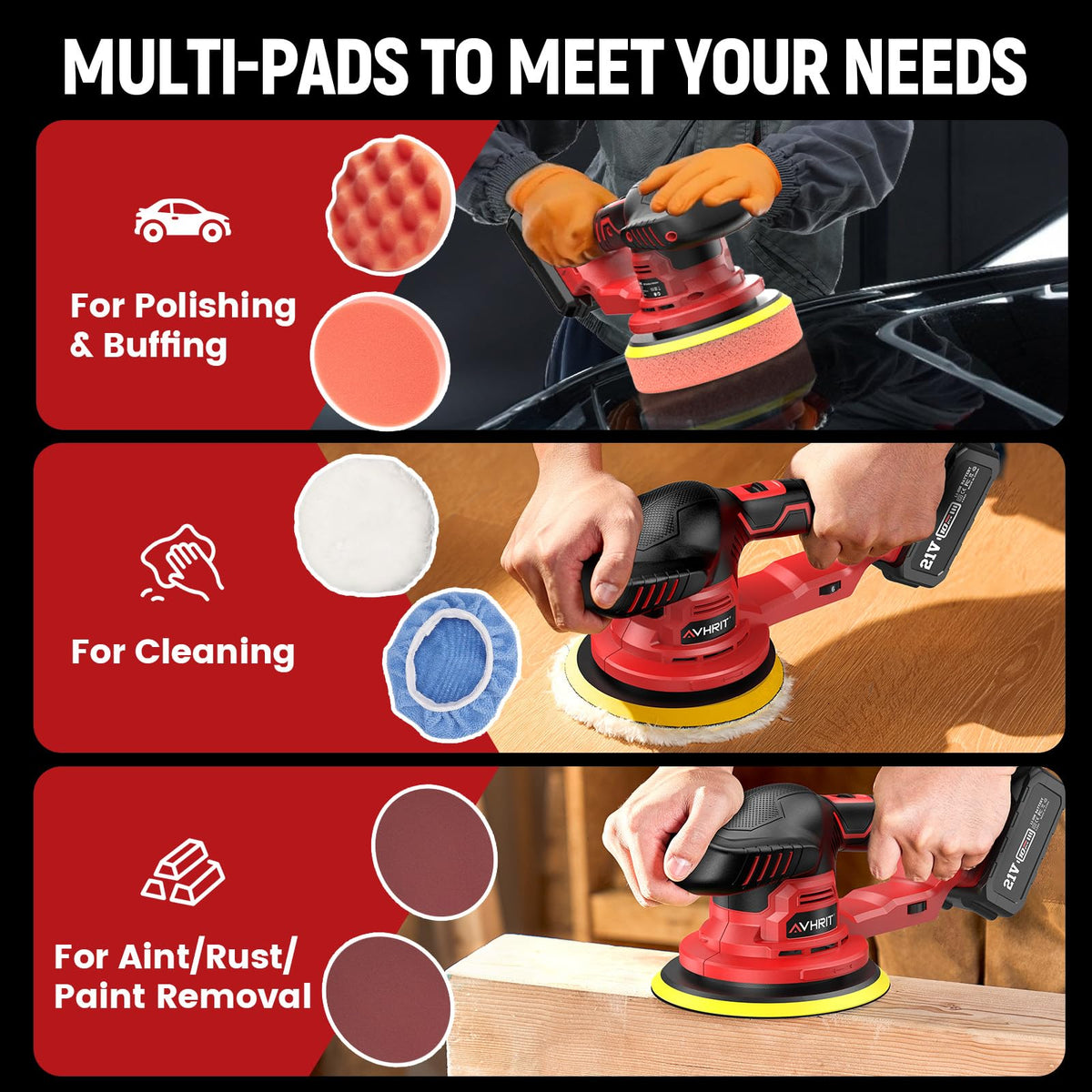 Avhrit carrying bag with polisher and accessories for organized transport