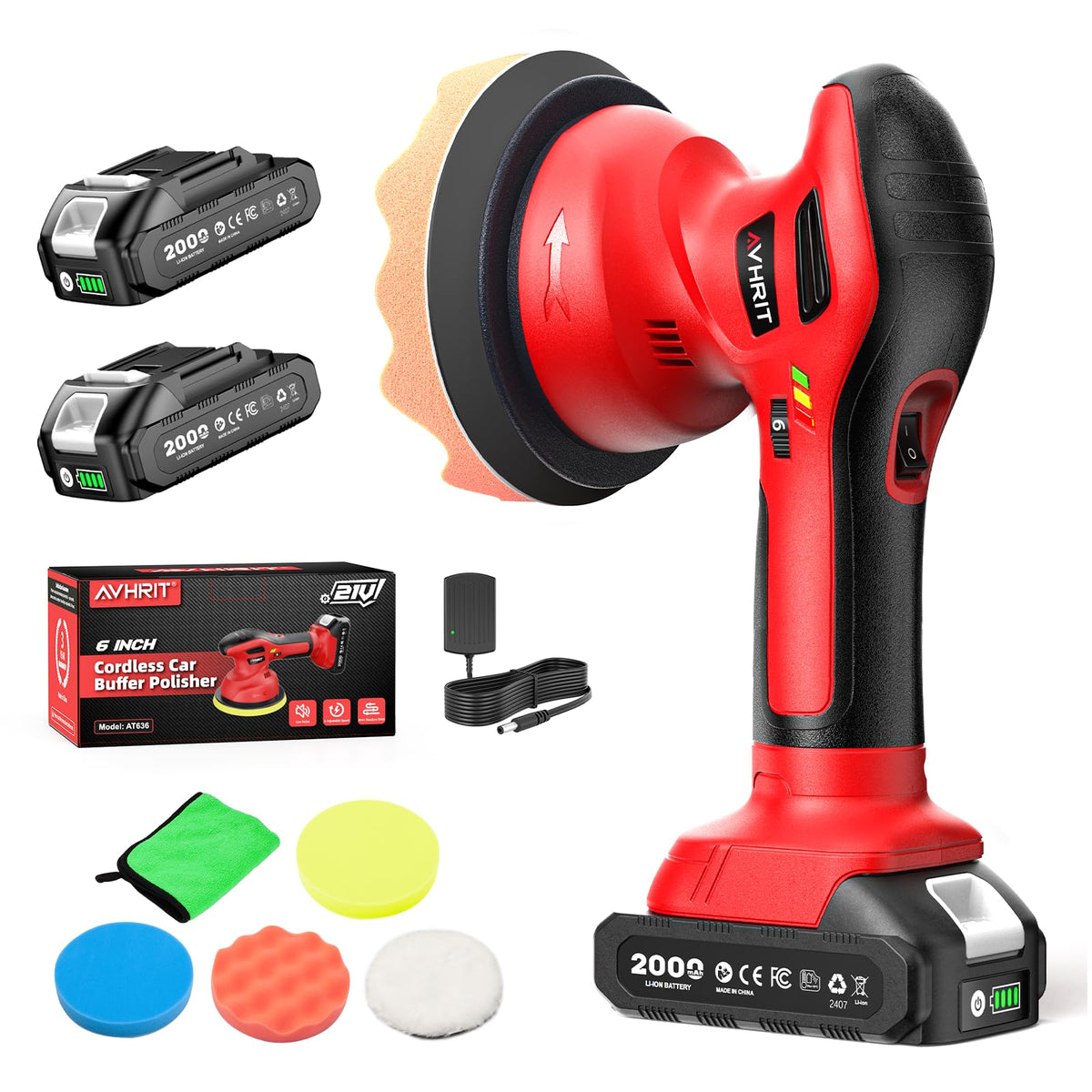 Avhrit front view of cordless polisher showing compact kit and portability benefit