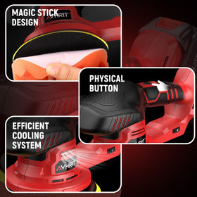 Avhrit polisher held in hand to show scale and lightweight portability