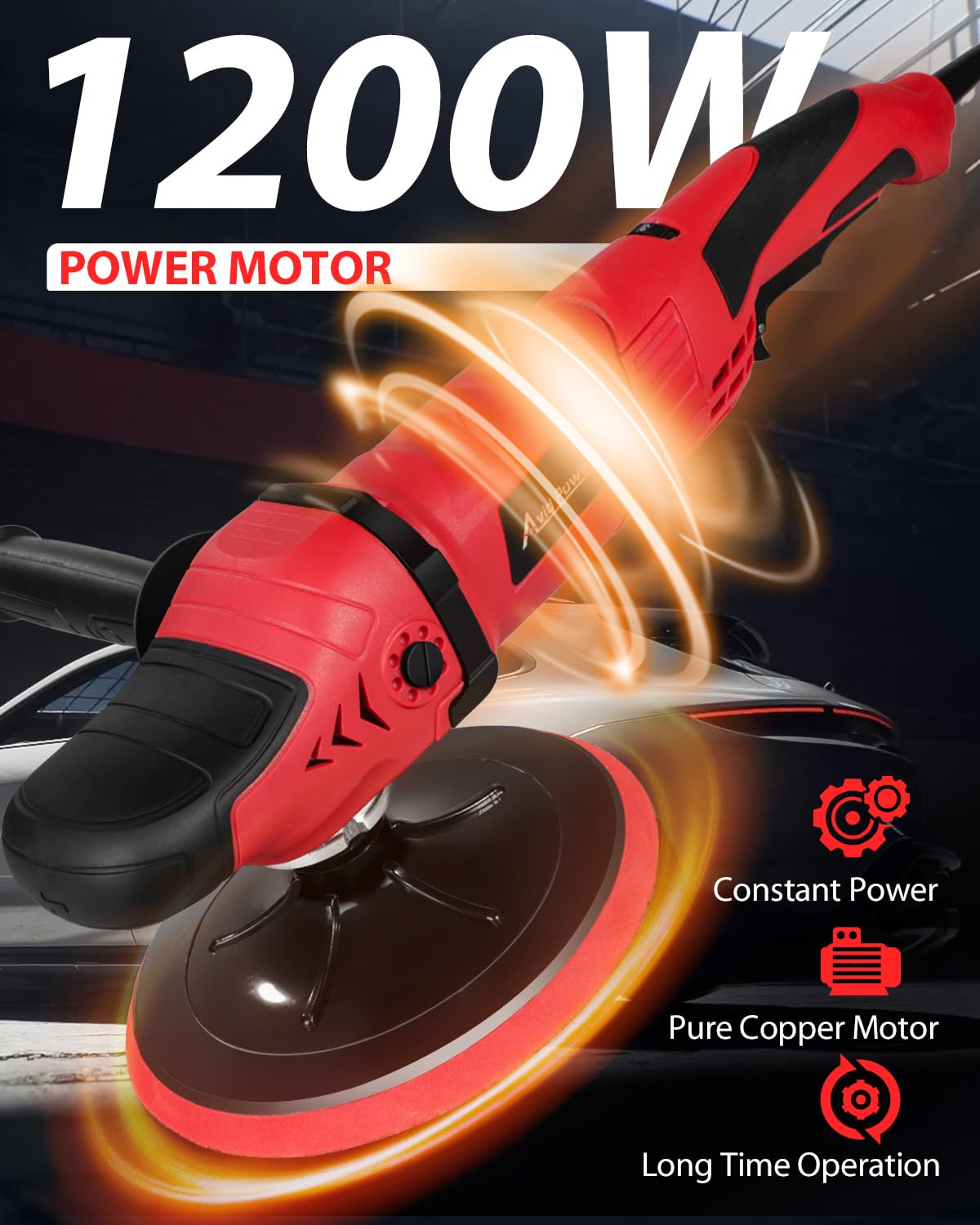 AVID POWER copper motor close-up highlighting cooling and durability benefit