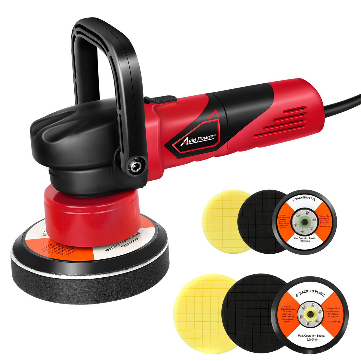 AVID POWER polisher front view showing compact design and benefit of balanced handling