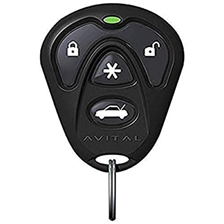 Avital 7143L front view on keyring showing buttons and convenience