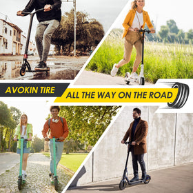 AVOKIN lifestyle image of scooter ride showing improved comfort and durability