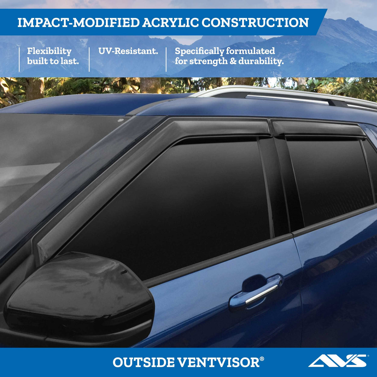 Auto Ventshade ventvisor installed on driver door demonstrating rain protection benefit