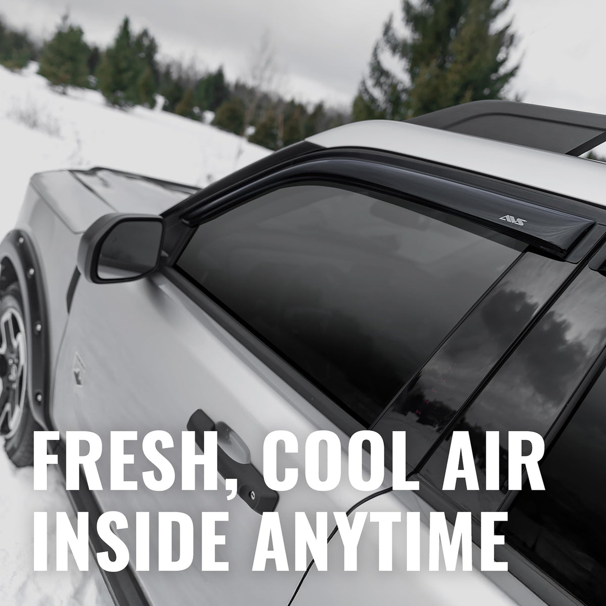 AVS four-piece set installed on truck side offering ventilation without rain