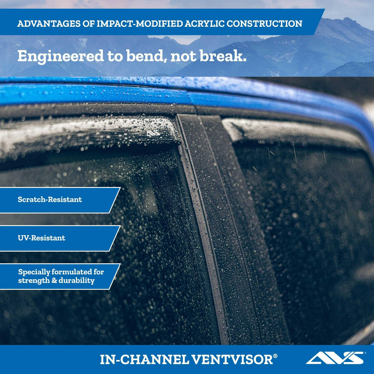 AVS visor installed on driver window showing weather protection benefit