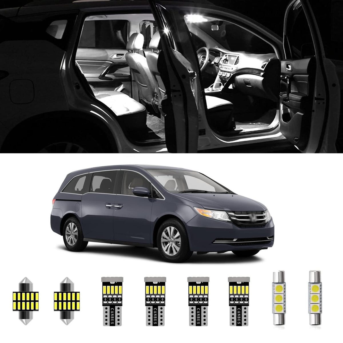 AWALITED front kit packaging showing all 18 LEDs and install tool benefit: complete coverage