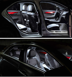 Interior shot of glove box and footwell lit by AWALITED LEDs enhancing visibility