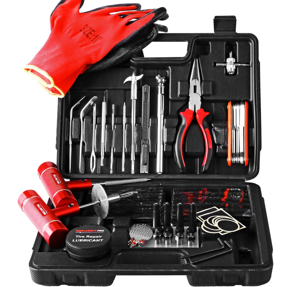 AWELCRAFT front packaging showing full 108-piece kit and organized case for fast access