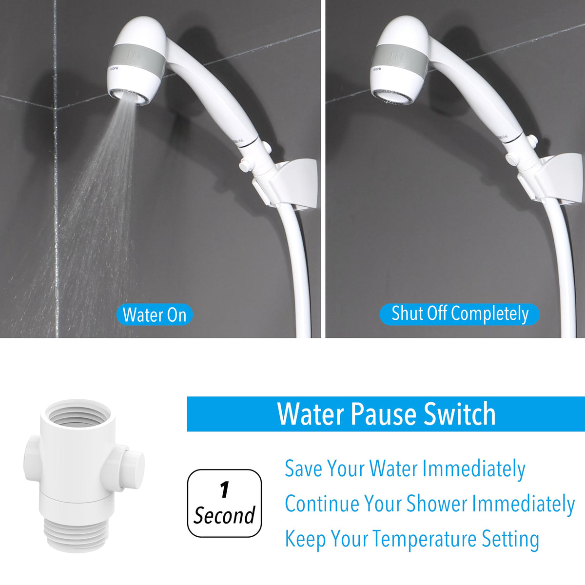 awelife holder mounted in an RV shower for hands-free convenience benefit